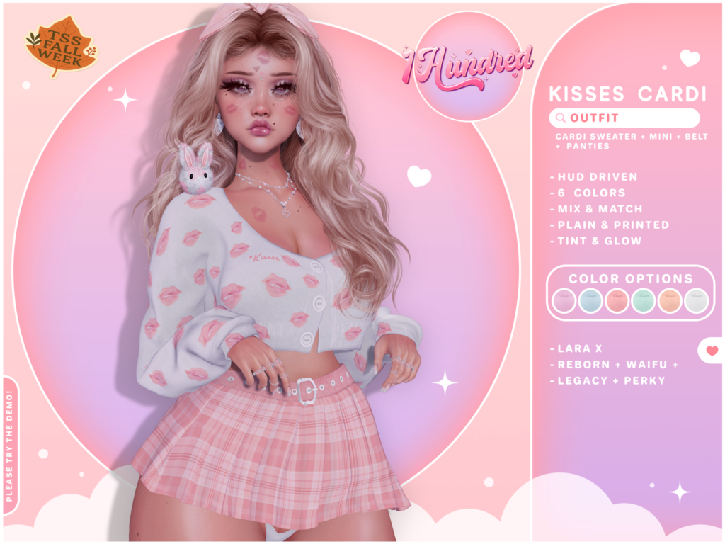 Kisses Cardi Outfit - Legacy/MaitreyaX/Reborn/+mods	&lt;a href=&quot;http://maps.secondlife.com/secondlife/Leather%20and%20Lace/73/160/1100&quot; target=&quot;_blank&quot;&gt;Teleport&lt;/a&gt;