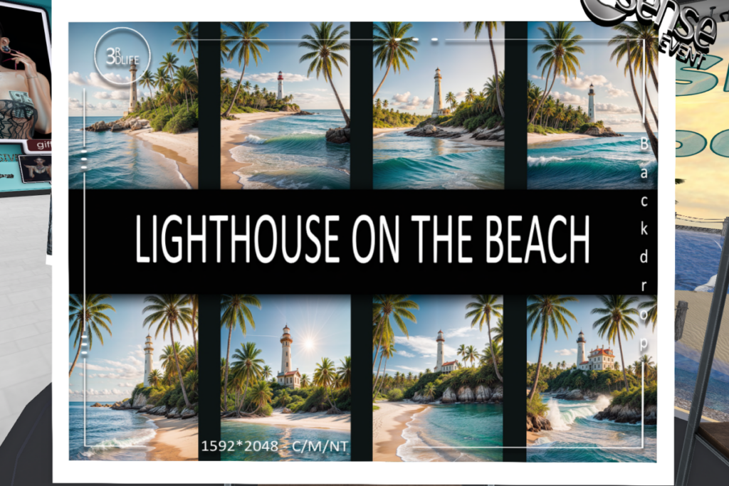 Lighthouse on the Beach Backdrop, L$199