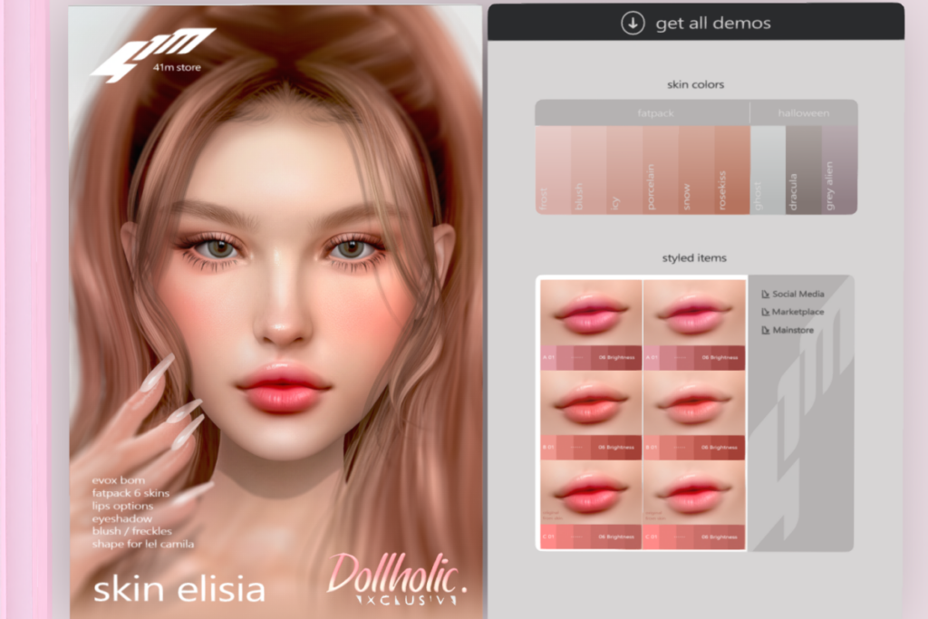 Elisia Skin - Evo X, L$799 each | Elisia Lipsticks - Evo X, L$399 each