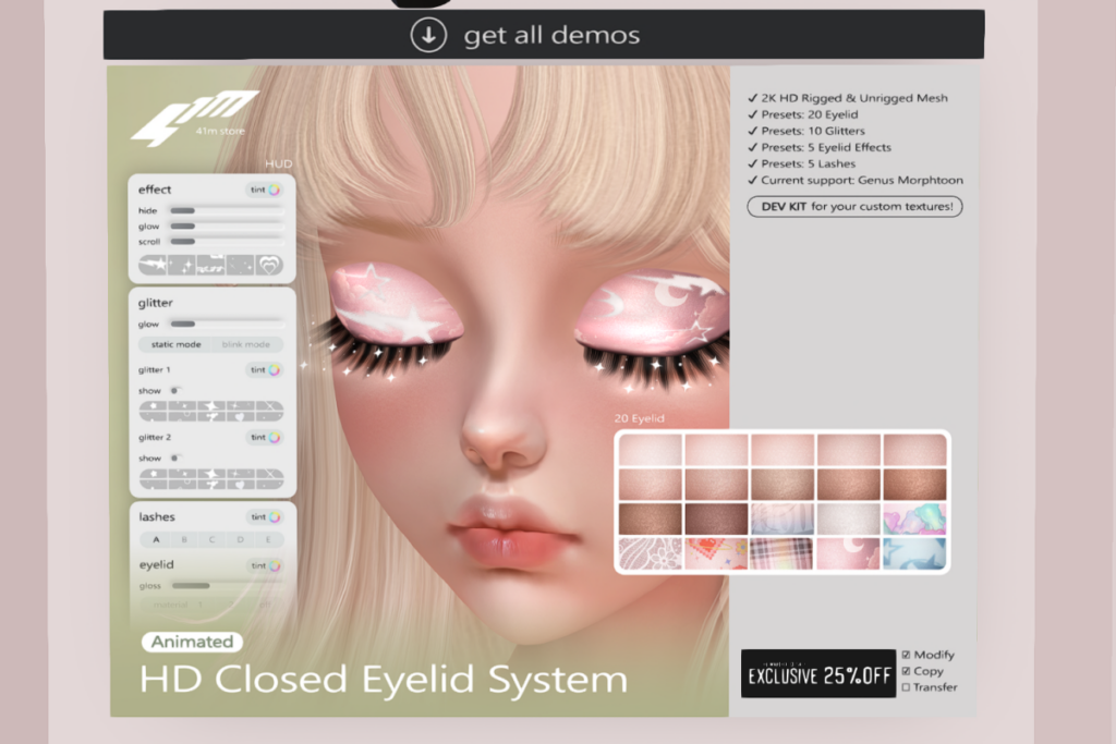 HD Closed Eyelid System - Genus MorphToon, L$449