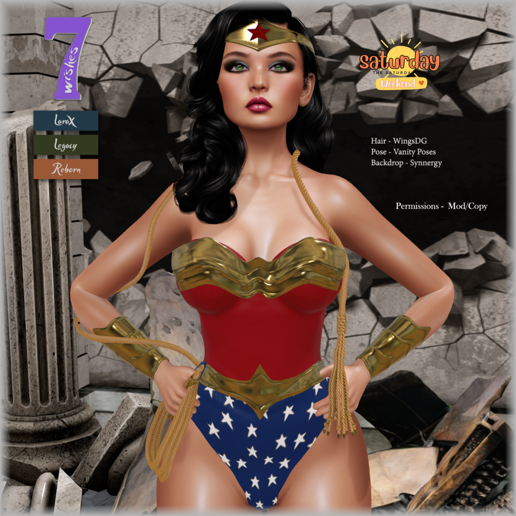 Superhero Woman Costume - Legacy/MaitreyaX/Reborn	&lt;a href=&quot;http://maps.secondlife.com/secondlife/Leather%20and%20Lace/227/95/2201&quot; target=&quot;_blank&quot;&gt;Teleport&lt;/a&gt;