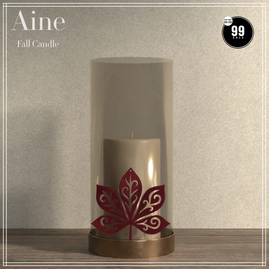 Fall Candle Decor	&lt;a href=&quot;http://maps.secondlife.com/secondlife/Spirit%20Hills/128/228/22&quot; target=&quot;_blank&quot;&gt;Teleport&lt;/a&gt;