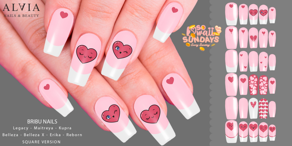 Bribu Mesh Nails - see ad for fits	&lt;a href=&quot;http://maps.secondlife.com/secondlife/Mellor/99/200/26&quot; target=&quot;_blank&quot;&gt;Teleport&lt;/a&gt;