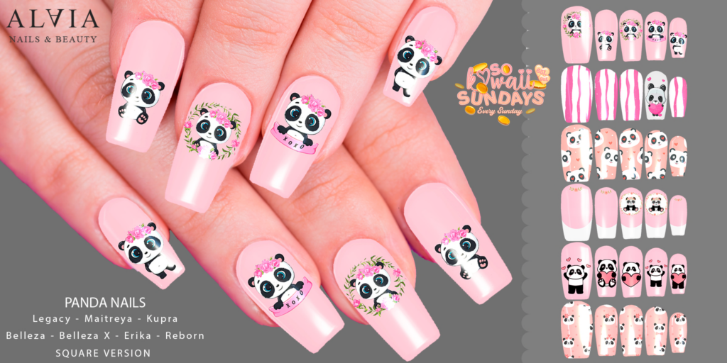Panda Nails - Belleza/Erika/GenX/Inithium/Legacy/Maitreya/Reborn	&lt;a href=&quot;http://maps.secondlife.com/secondlife/Mellor/99/200/27&quot; target=&quot;_blank&quot;&gt;Teleport&lt;/a&gt;