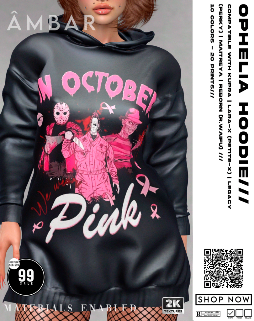 Ophelia Hoodie - Inithium/Legacy/Maitreya/Reborn/+mods	&lt;a href=&quot;http://maps.secondlife.com/secondlife/Mellow%20Marina/148/70/21&quot; target=&quot;_blank&quot;&gt;Teleport&lt;/a&gt;