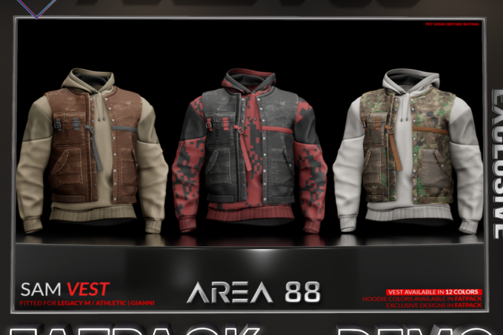 Sam Vest - Gianni/Legacy/+mods, L$260 each/L$999 FP