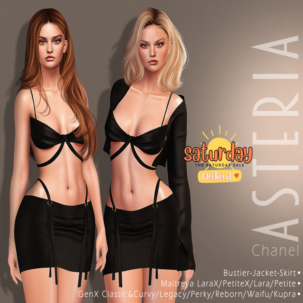 Chanel Bustier &amp; Jacket &amp; Skirt - GenX/Inithium/Legacy/Maitreya/Reborn/+mods	&lt;a href=&quot;http://maps.secondlife.com/secondlife/Asteria/156/148/24&quot; target=&quot;_blank&quot;&gt;Teleport&lt;/a&gt;