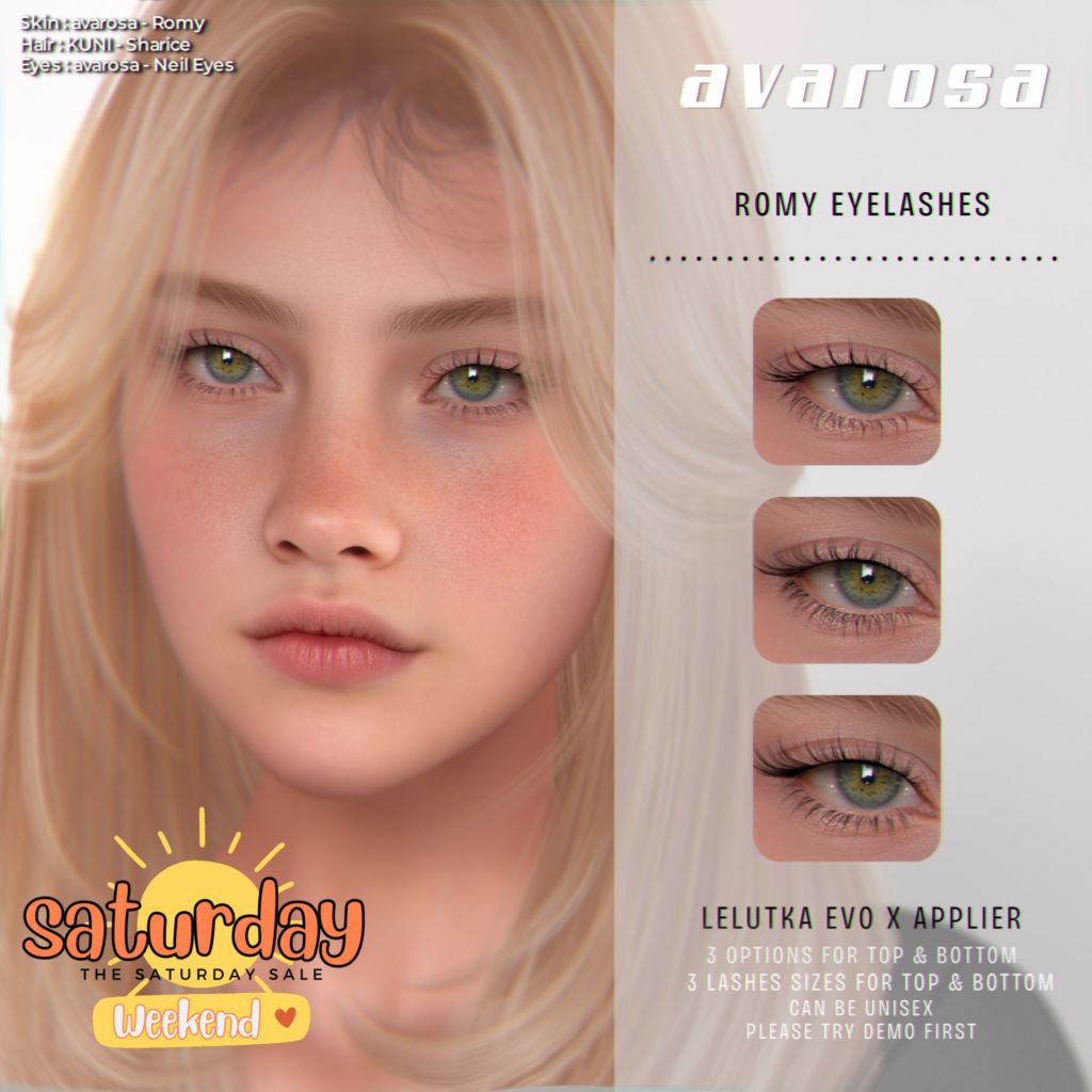 Romy Eyelashes - EvoX	&lt;a href=&quot;http://maps.secondlife.com/secondlife/Sandy%20Creek/192/188/368&quot; target=&quot;_blank&quot;&gt;Teleport&lt;/a&gt;