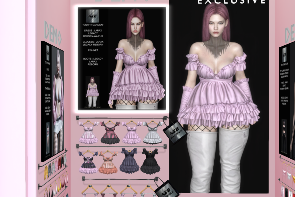Carmen Sleeves, Dress &amp; Boots - Legacy/MaitreyaX/Reborn/+mods, L$150-L$160 each/L$899 each FP