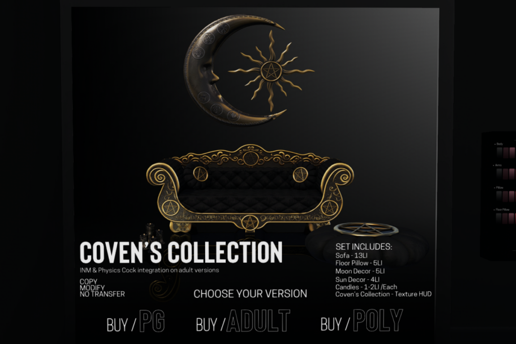 Coven&#039;s Collection, L$1499 PG/L$2499 Adult/L$2999 Poly