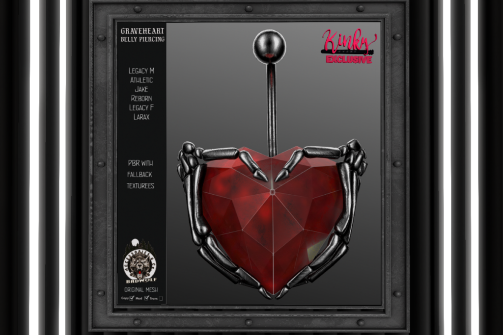 Graveheart Belly Piercing - Jake/Legacy F+M/MaitreyaX/Reborn/+mods, L$270