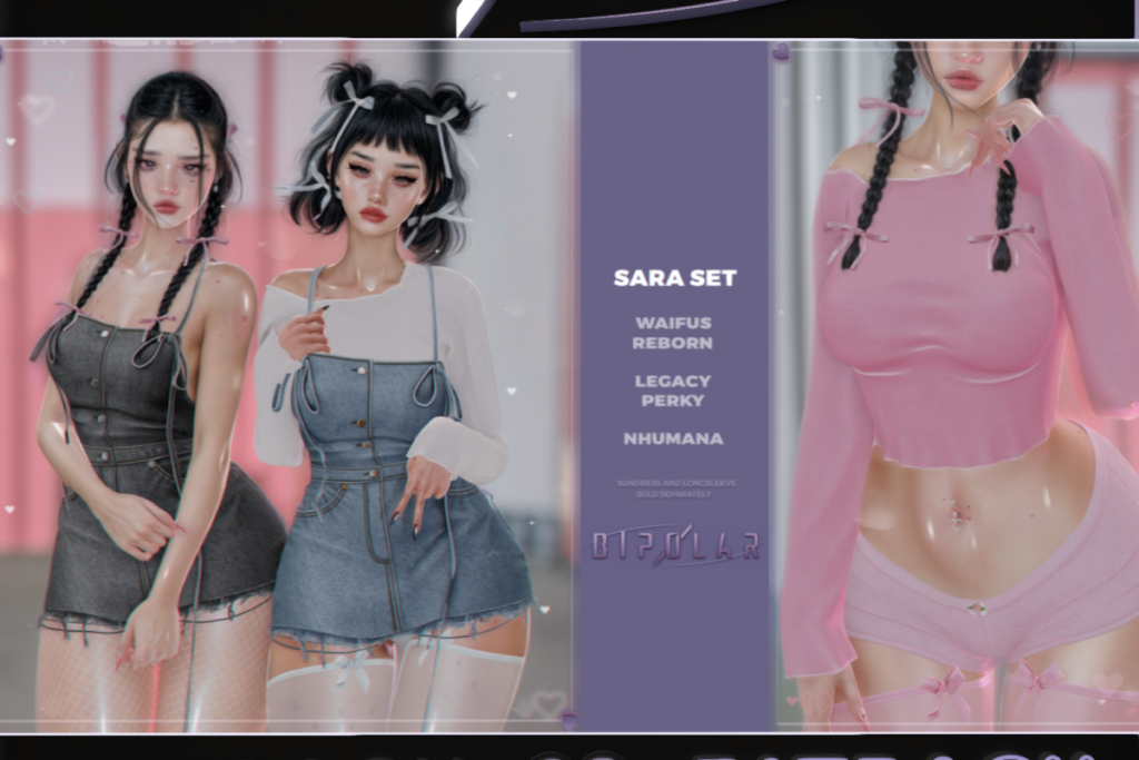 Sara Set - Legacy/Nhumana/Reborn/+mods, L$215-L$275 each/L$999-L$1199 each FP
