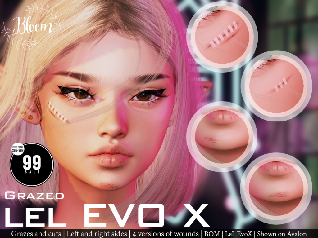 Grazed Grazes &amp; Cuts - EvoX	&lt;a href=&quot;http://maps.secondlife.com/secondlife/Optimal/179/29/1601&quot; target=&quot;_blank&quot;&gt;Teleport&lt;/a&gt;