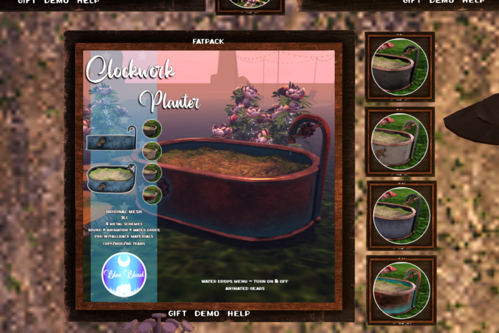 Clockwork Planter, L$199 each/L$399 FP