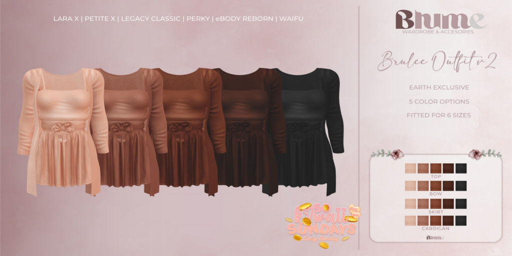 Brulee Outfit v2 Earth - Legacy/MaitreyaX/Reborn/+mods	&lt;a href=&quot;http://maps.secondlife.com/secondlife/Bruschetta/149/46/1301&quot; target=&quot;_blank&quot;&gt;Teleport&lt;/a&gt;