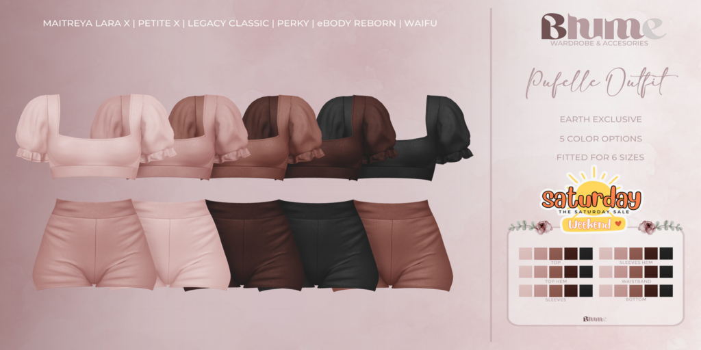 Pufelle Outfit Earth - Legacy/MaitreyaX/Reborn/+mods	&lt;a href=&quot;http://maps.secondlife.com/secondlife/Bruschetta/140/43/1301&quot; target=&quot;_blank&quot;&gt;Teleport&lt;/a&gt;