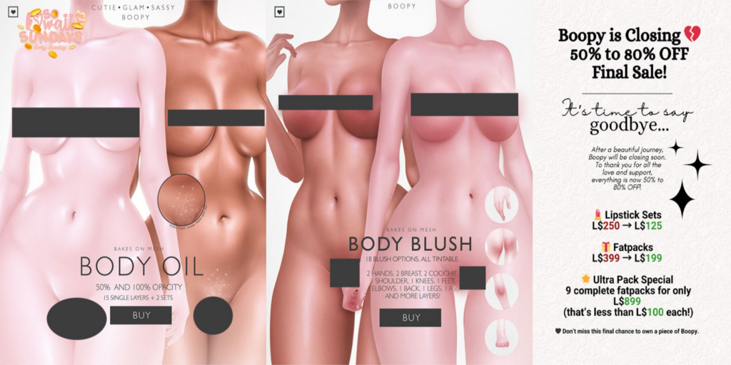 Body Oil - BOM | Body Blush - BOM	&lt;a href=&quot;http://maps.secondlife.com/secondlife/Sintetica/159/150/313&quot; target=&quot;_blank&quot;&gt;Teleport&lt;/a&gt;
