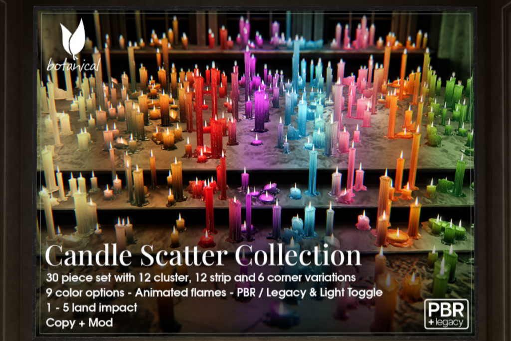 Candle Scatter Collection, L$299 each/L$799 FP