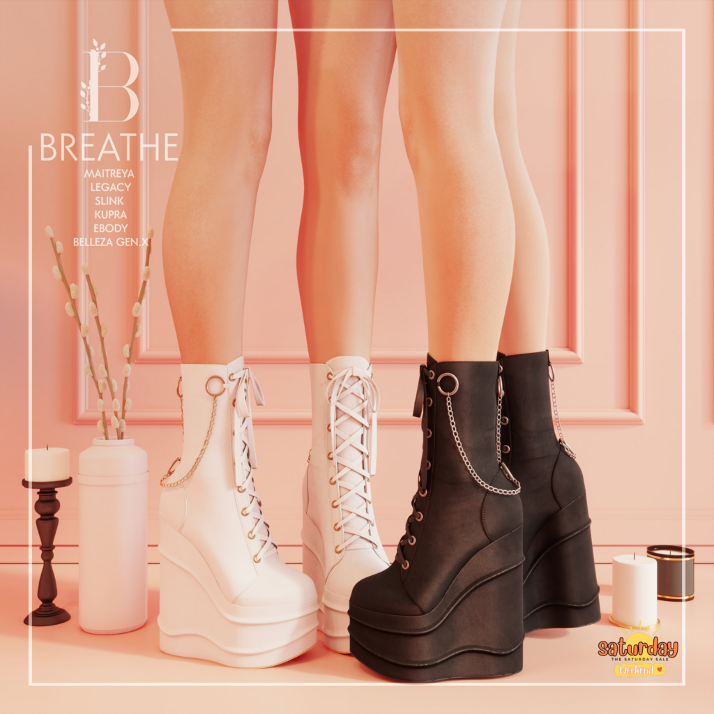 Takoya Boots - GenX/Inithium/Legacy/Maitreya/Reborn/Slink	&lt;a href=&quot;http://maps.secondlife.com/secondlife/BREATHE/131/130/22&quot; target=&quot;_blank&quot;&gt;Teleport&lt;/a&gt;