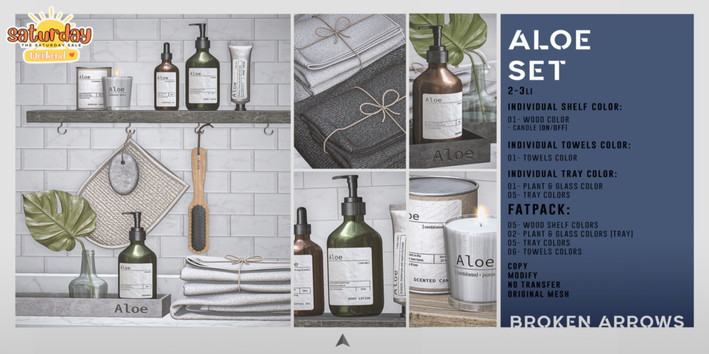 Aloe Set	&lt;a href=&quot;http://maps.secondlife.com/secondlife/AM%20corporate/91/81/1508&quot; target=&quot;_blank&quot;&gt;Teleport&lt;/a&gt;