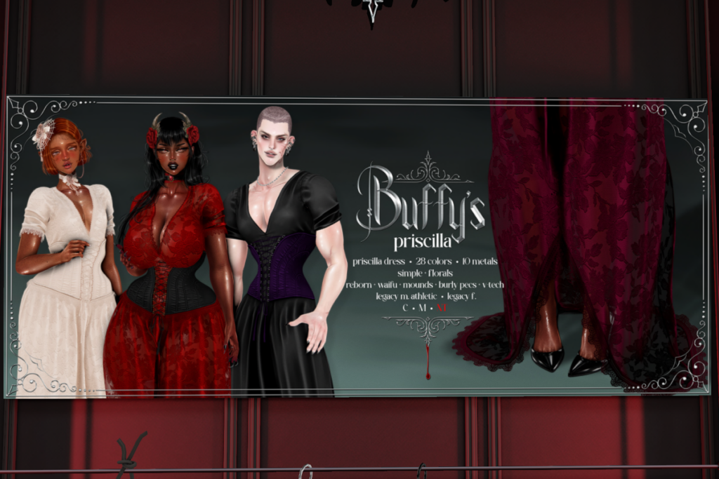 Priscilla Dress - Legacy F+M/Reborn/+mods, L$888