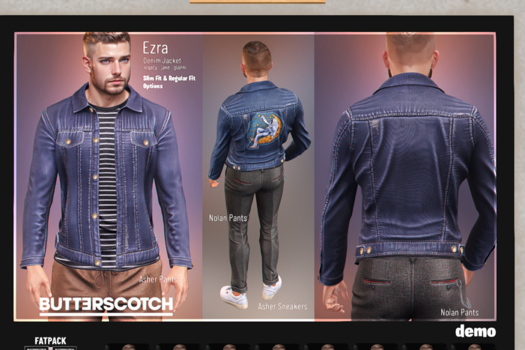 Ezra Denim Jacket - Gianni/Jake/Legacy, L$349 each/L$1699 FP