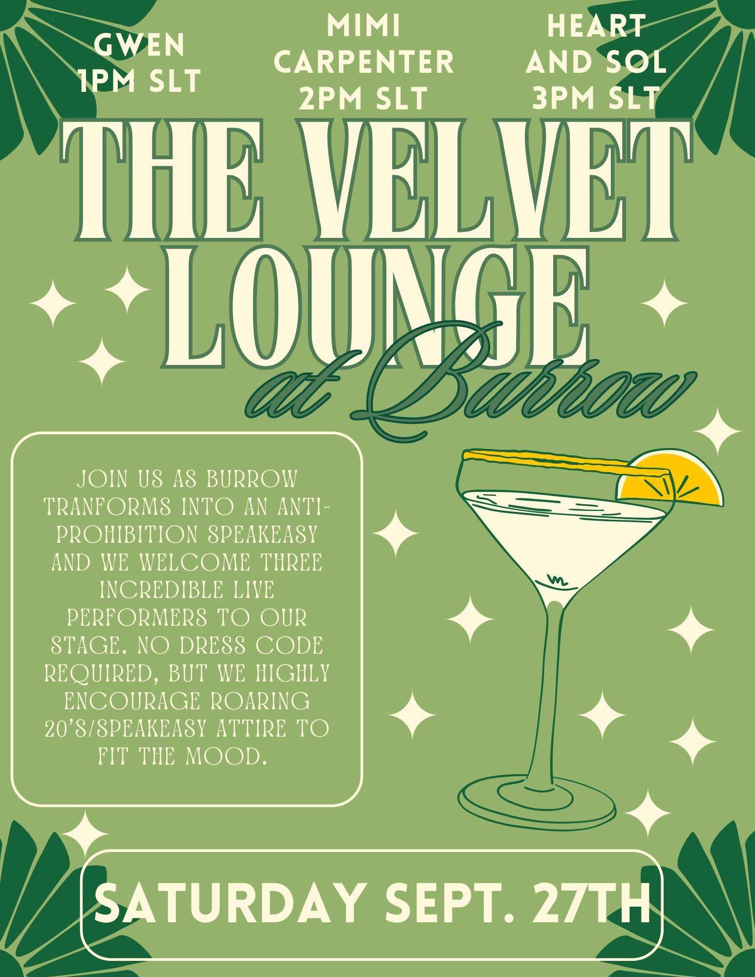 THE VELVET LOUNGE AT BURROW – A NIGHT OF SPEAKEASY VIBES