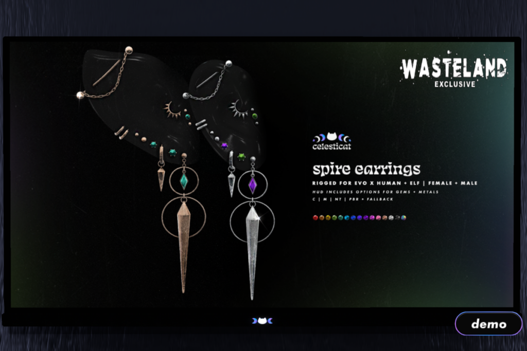 Spire Earrings - EvoX F+M Ears, L$350