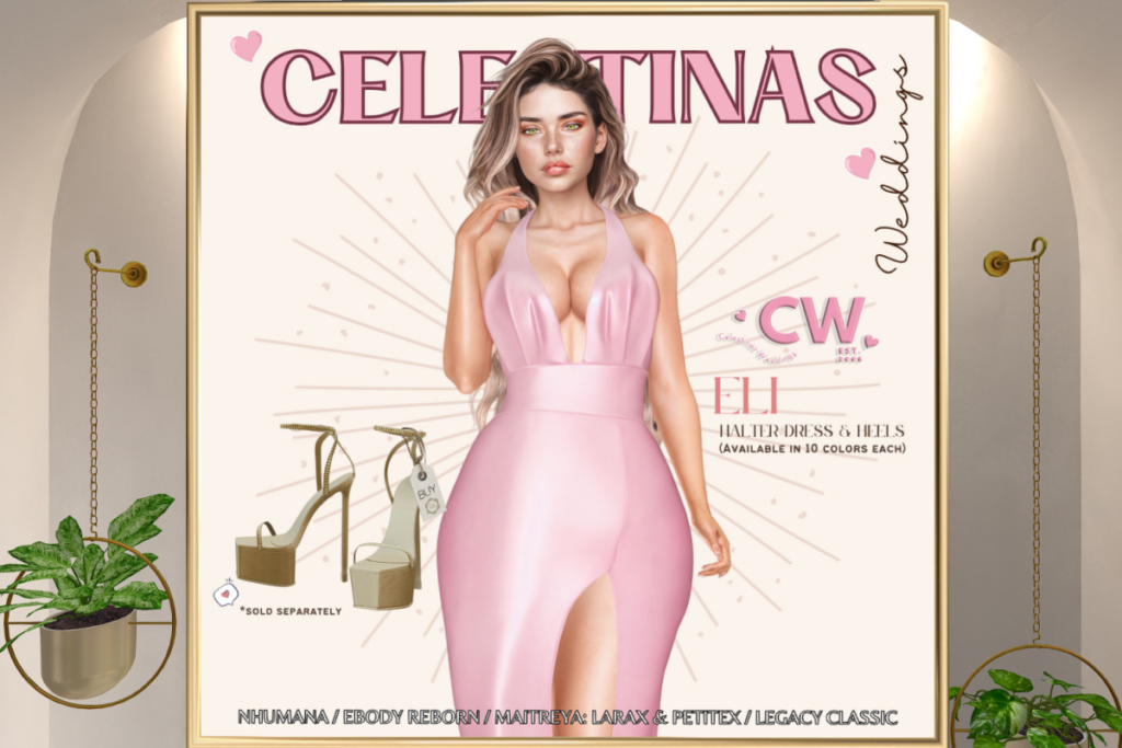 Eli Halter Dress &amp; Heels - Legacy/MaitreyaX/Nhumana/Reborn/+mods, L$125-L$200 each/L$550 each FP/L$950 MP