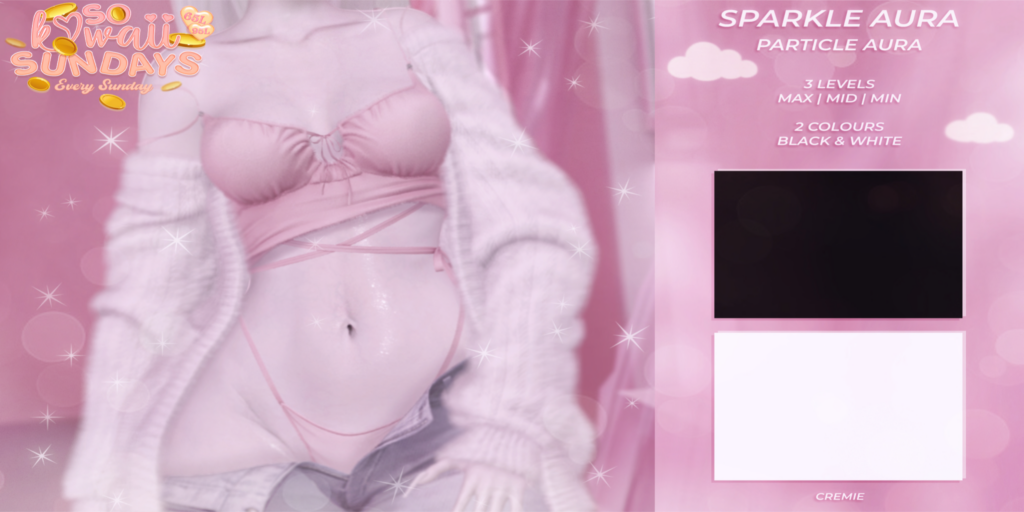 Sparkle Aura Particle Accessory	&lt;a href=&quot;http://maps.secondlife.com/secondlife/Soul/219/80/1256&quot; target=&quot;_blank&quot;&gt;Teleport&lt;/a&gt;