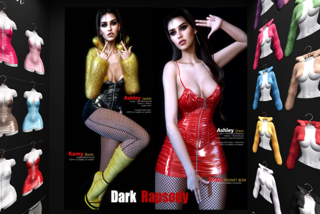 Ashley Dress &amp; Jacket - Inithium/Legacy/Maitreya/Reborn/+mods, L$249 each/L$1599-L$2449 each FP | Shyla Fishnets - BOM, L$219 | Kamy Boots - Legacy/MaitreyaX/Reborn, L$1999