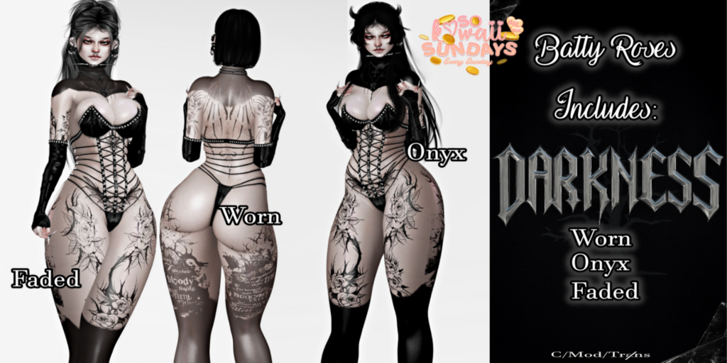 Batty Roses Tattoo	&lt;a href=&quot;http://maps.secondlife.com/secondlife/Pleasant%20Desert/116/130/22&quot; target=&quot;_blank&quot;&gt;Teleport&lt;/a&gt;