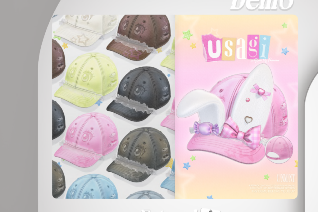 Usagi Denim Cap, L$199 each/L$350 FP