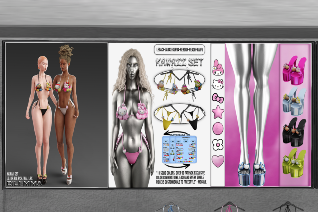 Kawaii Kini Top, Thong, &amp; Heels - Inithium/Legacy/MaitreyaX/Peach/Reborn/+mods, L$349 each/L$1499 each FP/L$3000 MP