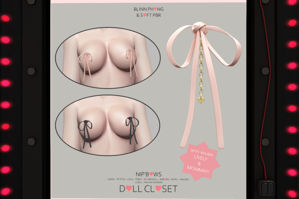 Nip Bows - Legacy/MaitreyaX/Nhumana/Reborn/+mods, L$399 each/L$1199 FP