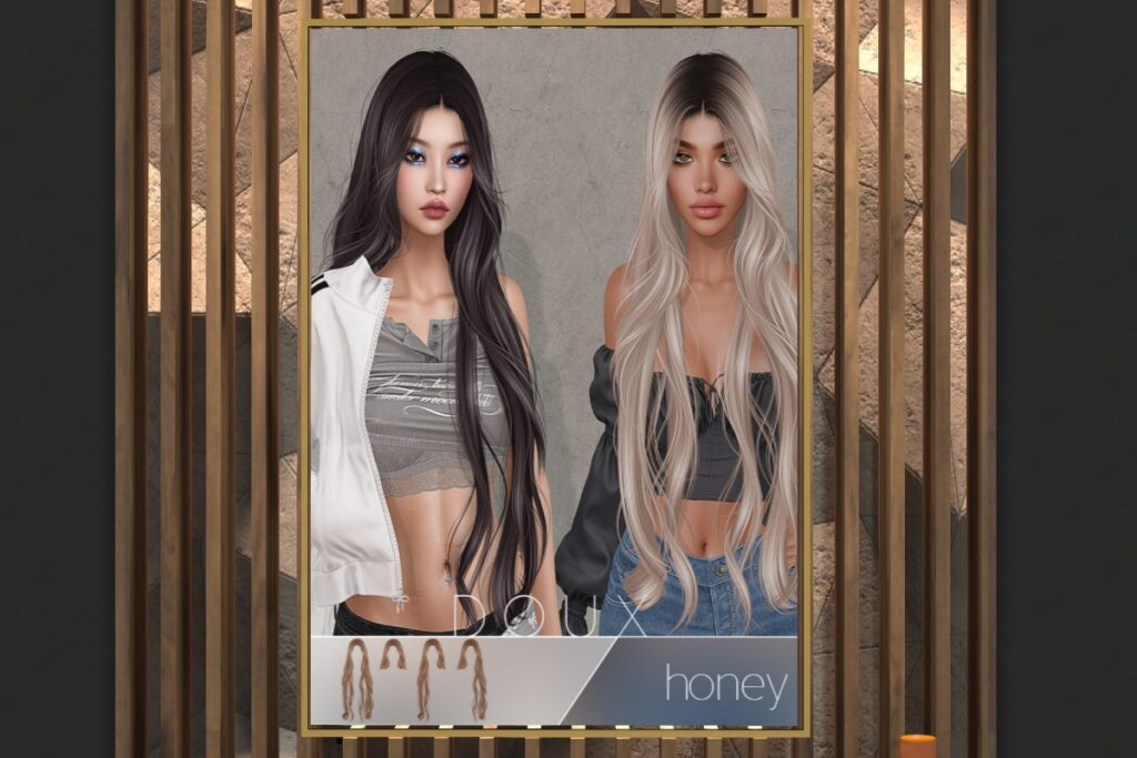 Honey Hairstyle, L$400 Basic Pack/L$175 Deluxe HUD/L$525 FP