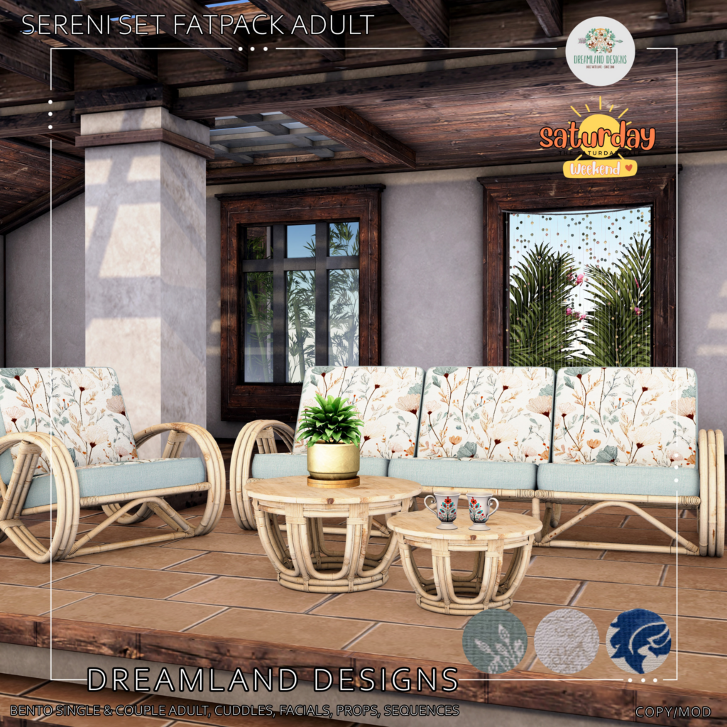Sereni Set	&lt;a href=&quot;http://maps.secondlife.com/secondlife/Land%20Rentals/190/74/26&quot; target=&quot;_blank&quot;&gt;Teleport&lt;/a&gt;