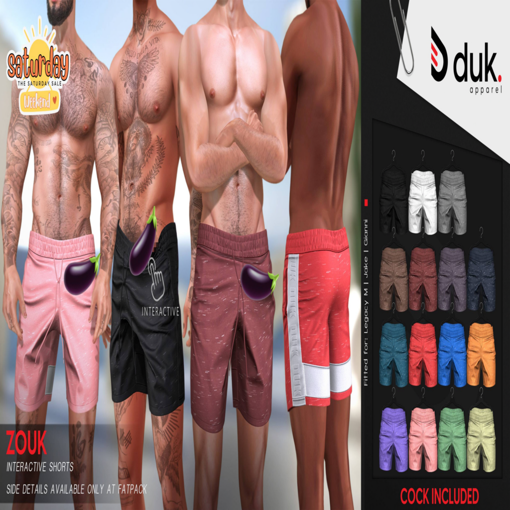 Zouk Interactive Shorts - Gianni/Jake/Legacy	&lt;a href=&quot;http://maps.secondlife.com/secondlife/Heartbreak/127/128/94&quot; target=&quot;_blank&quot;&gt;Teleport&lt;/a&gt;