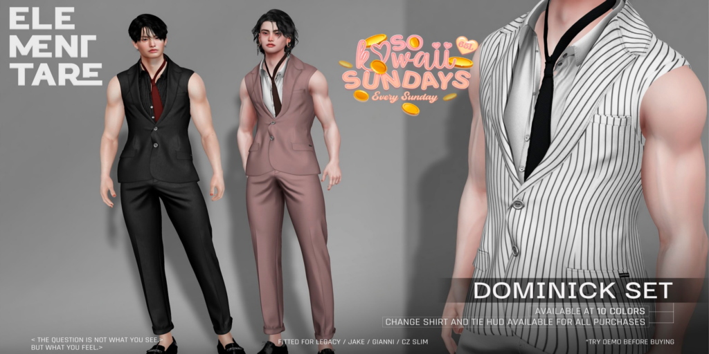 Dominick Set - CZ Slim/Gianni/Jake/Legacy	&lt;a href=&quot;http://maps.secondlife.com/secondlife/Heartbreak/131/129/166&quot; target=&quot;_blank&quot;&gt;Teleport&lt;/a&gt;