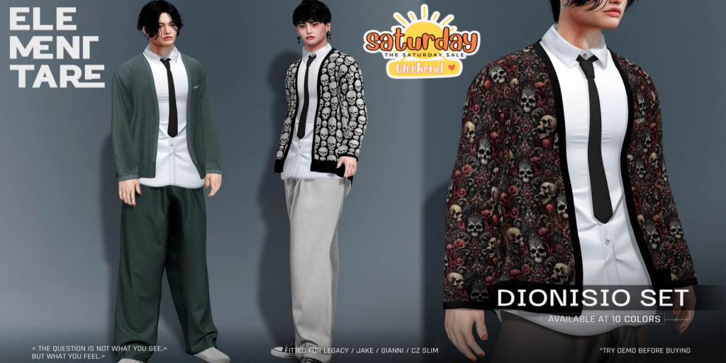 Dionisio Set - CZ Slim/Gianni/Jake/Legacy	&lt;a href=&quot;http://maps.secondlife.com/secondlife/Heartbreak/131/129/166&quot; target=&quot;_blank&quot;&gt;Teleport&lt;/a&gt;