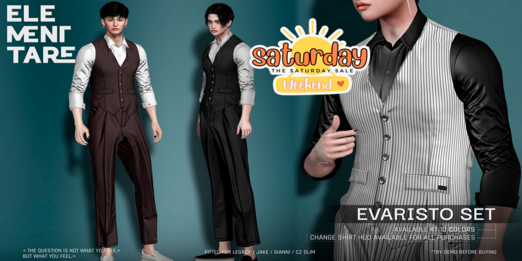 Evaristo Set - CZ Slim/Gianni/Jake/Legacy	&lt;a href=&quot;http://maps.secondlife.com/secondlife/Heartbreak/131/129/166&quot; target=&quot;_blank&quot;&gt;Teleport&lt;/a&gt;