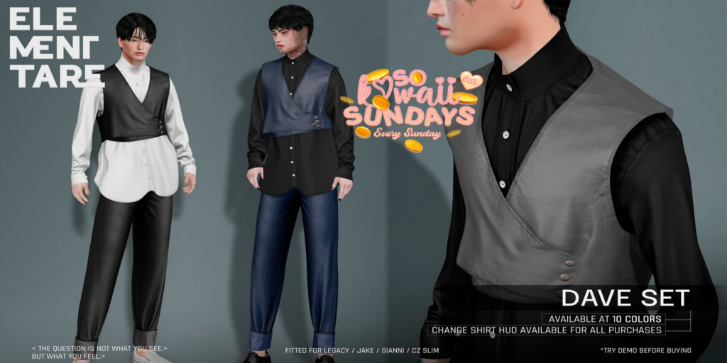 Dave Set - CZ Slim/Gianni/Jake/Legacy	&lt;a href=&quot;http://maps.secondlife.com/secondlife/Heartbreak/131/129/166&quot; target=&quot;_blank&quot;&gt;Teleport&lt;/a&gt;