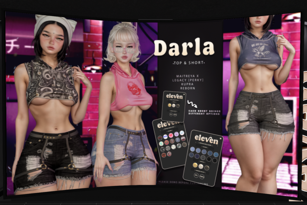 Darla Top and Shorts - Inithium/Legacy/MaitreyaX/Reborn/+mods, L$250 each/L$1399 each FP