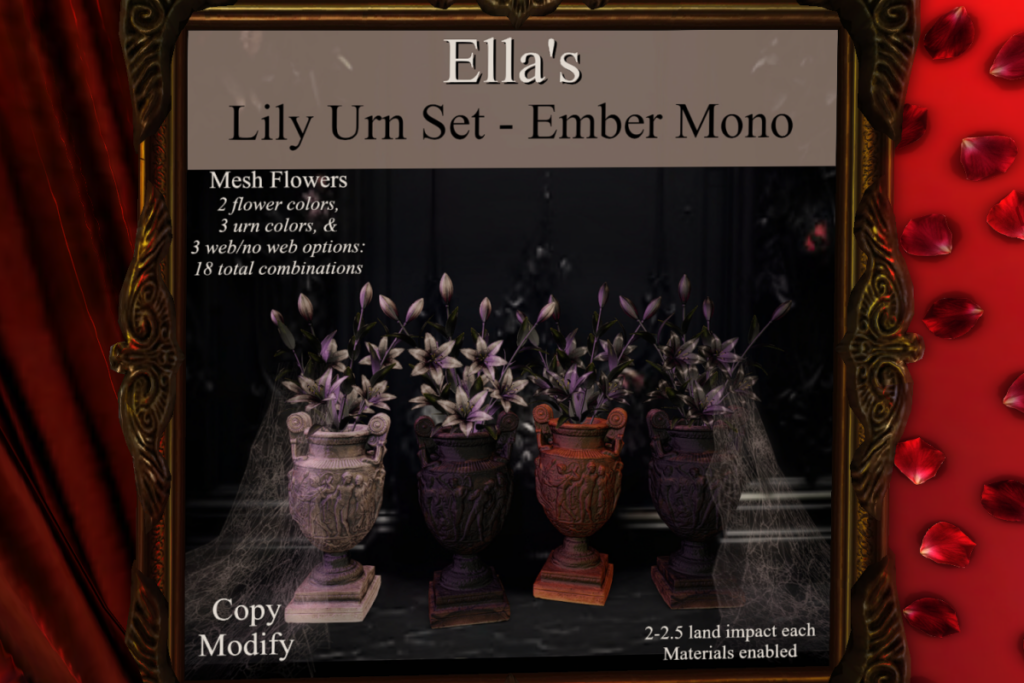 Lily Urn Set, L$188 each