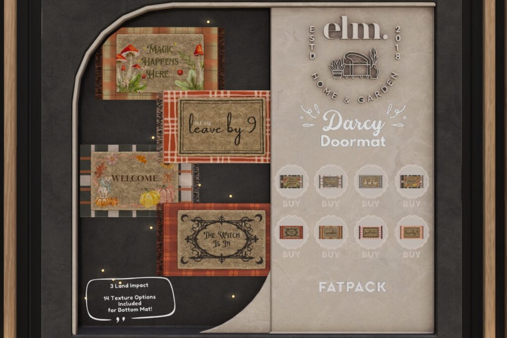 Darcy Doormat, L$149 each/L$799 FP