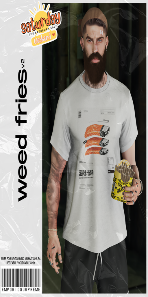 Weed Fries Holdable	&lt;a href=&quot;http://maps.secondlife.com/secondlife/Ember%20Island/120/9/3907&quot; target=&quot;_blank&quot;&gt;Teleport&lt;/a&gt;