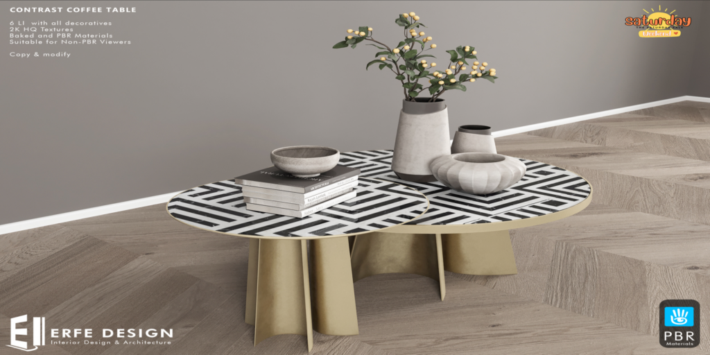 Contrast Coffee Table	&lt;a href=&quot;http://maps.secondlife.com/secondlife/Corona/143/146/23&quot; target=&quot;_blank&quot;&gt;Teleport&lt;/a&gt;