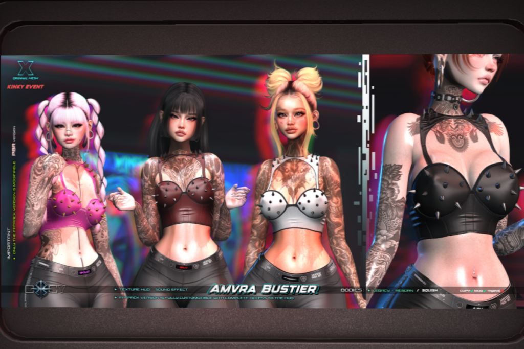 Amvra Bustier - Legacy/Reborn/+mods, L$250 each/L$899 FP