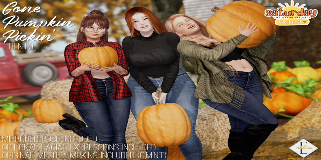 Gone Pumpkin Pickin Friends Pose &amp; Props	&lt;a href=&quot;http://maps.secondlife.com/secondlife/Chirico/192/217/1267&quot; target=&quot;_blank&quot;&gt;Teleport&lt;/a&gt;