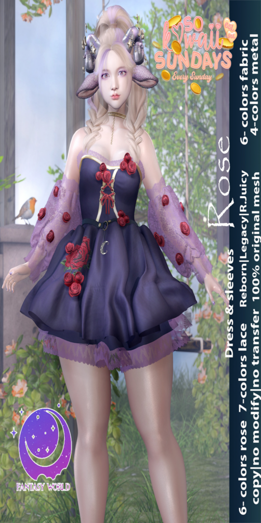 Rose Dress &amp; Sleeves - Legacy/Reborn/+mods	&lt;a href=&quot;http://maps.secondlife.com/secondlife/Untamed%20Islands/234/230/22&quot; target=&quot;_blank&quot;&gt;Teleport&lt;/a&gt;